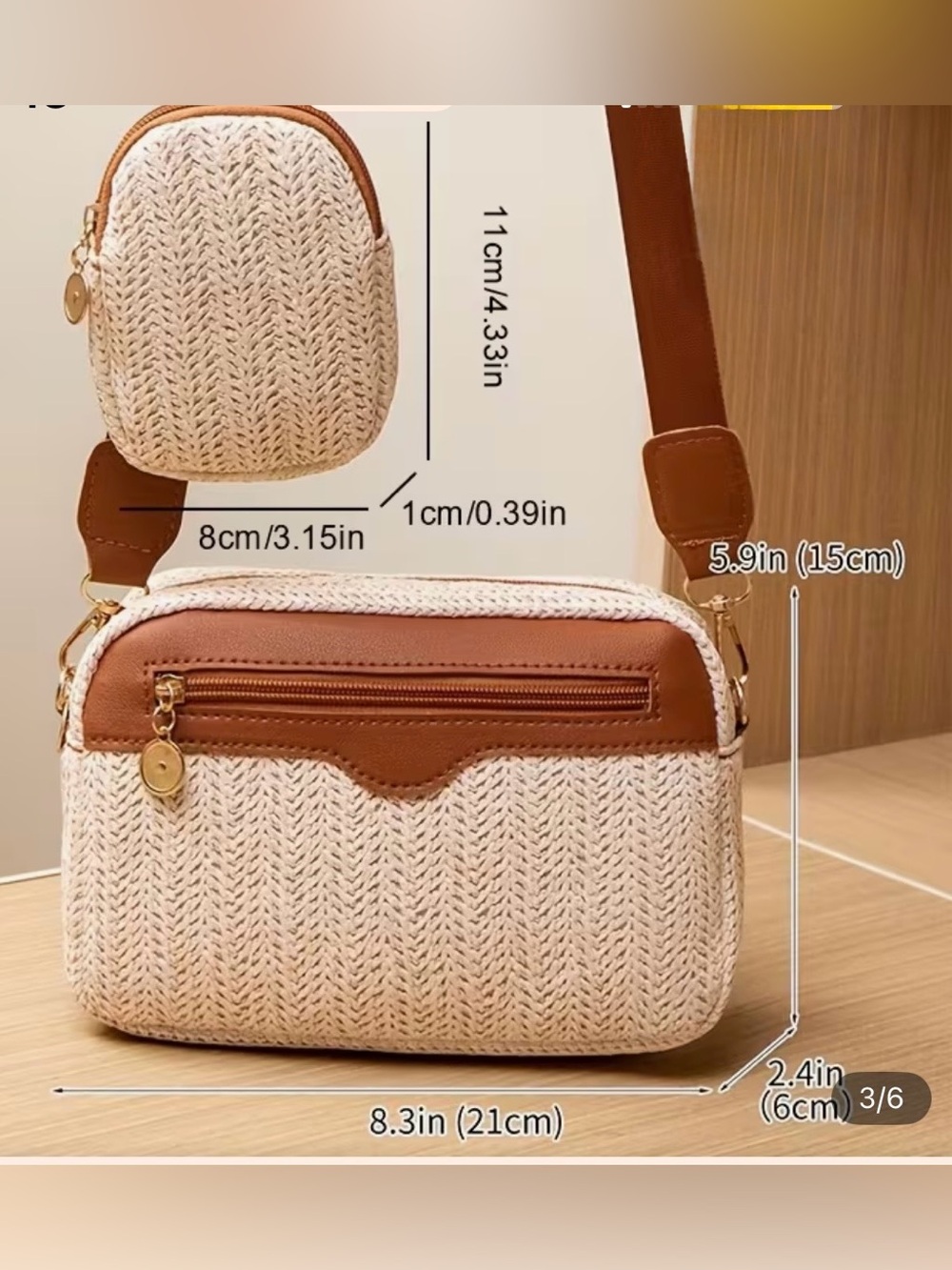 Stylish Cream and Brown Crossbody Bag for Women-No tag, brand new